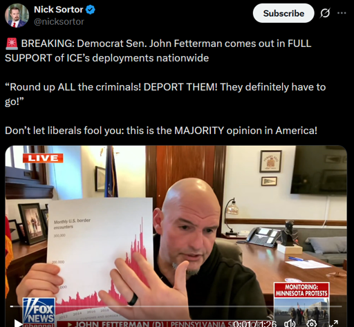 Fetterman is pro ICE