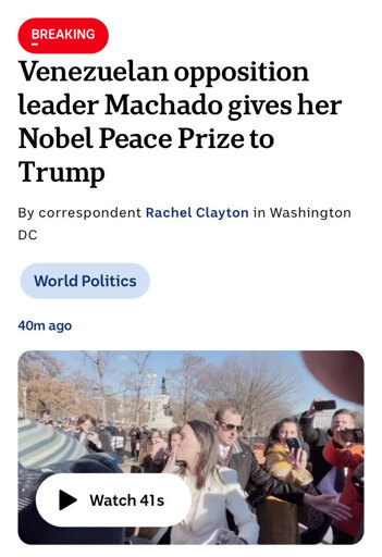 abc news story Machado gives nobel prize to Trump
